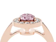 Fancy Pink Pear Cut Diamond Halo Pavé Engagement Ring Set in Rose gold with Bezel Setting