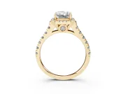 Radiant Cut Halo Engagement Ring Setting | Shared Prong Shoulders | Yellow Gold