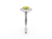 Fancy Yellow Round Cut Diamond Milgrain Floral Halo Engagement Ring Set in Silver with Pavé Band
