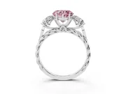 Heart-Shaped Three Stone Engagement Ring Setting for a Fancy Pink Lab-Grown Diamond | Braided Band | Platinum