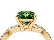Princess Cut Twist Engagement Ring Setting for a Fancy Green Lab-Grown Diamond | Yellow Gold