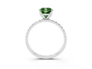 Fancy Green Cushion Cut Diamond Solitaire Engagement Ring Set in Platinum with Round Pavé Band and Prong Setting