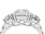 Cushion Cut Three Stone Engagement Ring Setting | Accented Shoulders | Sterling Silver