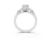 Cushion Cut Leaf Cluster Engagement Ring Setting | Sterling Silver