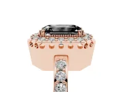 Emerald Cut Milgrain Halo Engagement Ring Setting for a Black Center | Pavé Shoulders | Rose Gold