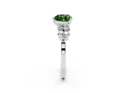 Fancy Green Heart Cut Diamond Cluster Engagement Ring Set in Silver with Pavé Band and Prong Setting