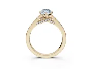 Marquise Pavé Solitaire Engagement Ring Setting for a Fancy Blue Lab-Grown Diamond | Crossover Gallery | Yellow Gold