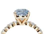 Cushion Cut Pavé Engagement Ring Setting for a Fancy Blue Lab-Grown Diamond | Alternating Accents | Yellow Gold