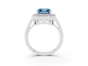 Asscher Cut Halo Engagement Ring Setting for a Fancy Blue Lab-Grown Diamond | Polished Halo Rim | Platinum