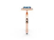 Emerald Cut Thin Halo Engagement Ring Setting for a Fancy Blue Lab-Grown Diamond | Plain Polished Band | Rose Gold