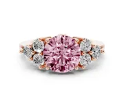 Round Cluster Side Stone Engagement Ring Setting for a Fancy Pink Lab-Grown Diamond | Rose Gold
