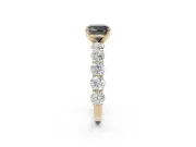 Cushion Cut Side Stone Engagement Ring Setting for a Black Center | Yellow Gold
