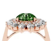 Round Floral Double Halo Engagement Ring Setting for a Fancy Green Lab-Grown Diamond | Plain Band | Rose Gold
