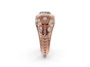 Princess Cut Vintage Bezel Engagement Ring Setting for a Black Center | Milgrain Band | Rose Gold