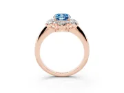 Cushion Cut Cluster Halo Engagement Ring Setting for a Fancy Blue Lab-Grown Diamond | Rose Gold