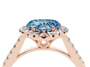 Heart-Shaped Raised Halo Engagement Ring Setting for a Fancy Blue Lab-Grown Diamond | Rose Gold