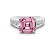 Asscher Cut Channel Engagement Ring Setting for a Fancy Pink Lab-Grown Diamond | Platinum