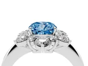 Cushion Cut Cluster Halo Engagement Ring Setting for a Fancy Blue Lab-Grown Diamond | Two-Size Accents | Sterling Silver