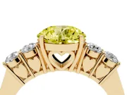 Round 5 Stone Engagement Ring Setting for a Fancy Yellow Lab-Grown Diamond | Yellow Gold