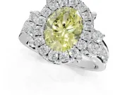 Oval Halo Engagement Ring Setting for a Fancy Yellow Lab-Grown Diamond | Graduated Channel Band | Sterling Silver