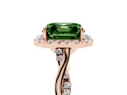 Asscher Cut Twist Halo Engagement Ring Setting for a Fancy Green Lab-Grown Diamond | Rose Gold