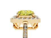 Radiant Cut Halo Engagement Ring Setting for a Fancy Yellow Lab-Grown Diamond | Polished Halo Rim | Yellow Gold