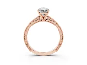 Radiant Cut Engraved Solitaire Engagement Ring Setting | Milgrain Edges | Rose Gold