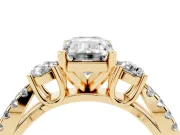 Emerald Cut Three Stone Engagement Ring Setting | Pavé Split Shank | Yellow Gold