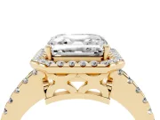 Asscher Cut Halo Engagement Ring Setting | Half Pave Band | Yellow Gold