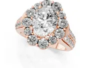 Oval Large Accent Halo Engagement Ring Setting | Graduated Pavé | Rose Gold