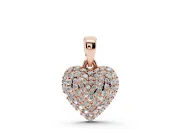 Round Lab-Grown Diamond Pavé Heart Pendant Necklace | Fully Set Face | Rose Gold