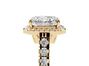 Radiant Cut Halo Engagement Ring Setting | Shared Prong Shoulders | Yellow Gold