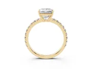 Princess Cut Pave Engagement Ring Setting | Shared Prong Band | Yellow Gold