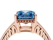 Asscher Cut Engraved Engagement Ring Setting for a Fancy Blue Lab-Grown Diamond | Rose Gold