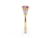 Princess Cut 3-Stone Engagement Ring Setting for a Fancy Pink Lab-Grown Diamond | Yellow Gold