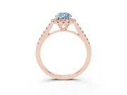 Pear-Shaped Raised Halo Engagement Ring Setting for a Fancy Blue Lab-Grown Diamond | Rose Gold