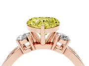 Fancy Yellow Three-Stone Heart Cut Diamond Twist Band Ring Set in Rose gold with Pavé Accents and Prong Setting