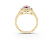 Emerald Cut Scalloped Cluster Halo Engagement Ring Setting for a Fancy Pink Lab-Grown Diamond | Plain Band | Yellow Gold