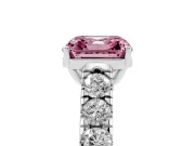 Asscher Cut Engagement Ring Setting for a Fancy Pink Lab-Grown Diamond | White Gold - Design NV-24643