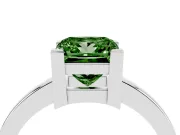 Fancy Green Princess Cut Diamond Solitaire Ring Set in White gold with Prong Head and Smooth Polished Band
