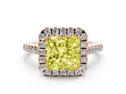Princess Cut Halo Engagement Ring Setting for a Fancy Yellow Lab-Grown Diamond | Pave Shoulders | Rose Gold