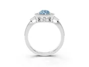 Fancy Blue Pear Cut Diamond Halo Engagement Ring Set in Platinum with Milgrain Pavé Band