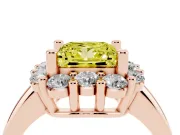 Princess Cut Cluster Halo Engagement Ring Setting for a Fancy Yellow Lab-Grown Diamond | Large Round Accents | Rose Gold