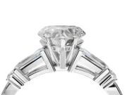 Heart-Shaped Tapered Baguette Engagement Ring Setting | Bar Set Sides | Sterling Silver