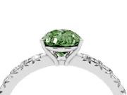 Pear-Shaped Pave Solitaire Engagement Ring Setting for a Fancy Green Lab-Grown Diamond | Shared Prong Band | White Gold