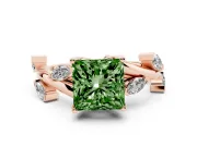 Princess Cut Twisted Vine Engagement Ring Setting for a Fancy Green Lab-Grown Diamond | Rose Gold