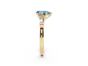 Pear-Shaped Three-Stone Engagement Ring Setting for a Fancy Blue Lab-Grown Diamond | Tapered Baguettes | Yellow Gold