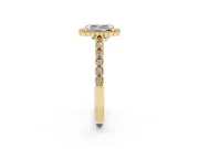 Radiant Cut Vintage Milgrain Halo Engagement Ring Setting | Beaded Pavé Shoulders | Yellow Gold