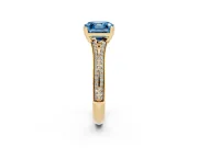 Asscher Cut Split Shank Engagement Ring Setting for a Fancy Blue Lab-Grown Diamond | Pave Band | Yellow Gold