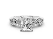 Radiant Cut Five Stone Engagement Ring Setting | Prong Set Side Stones | Platinum